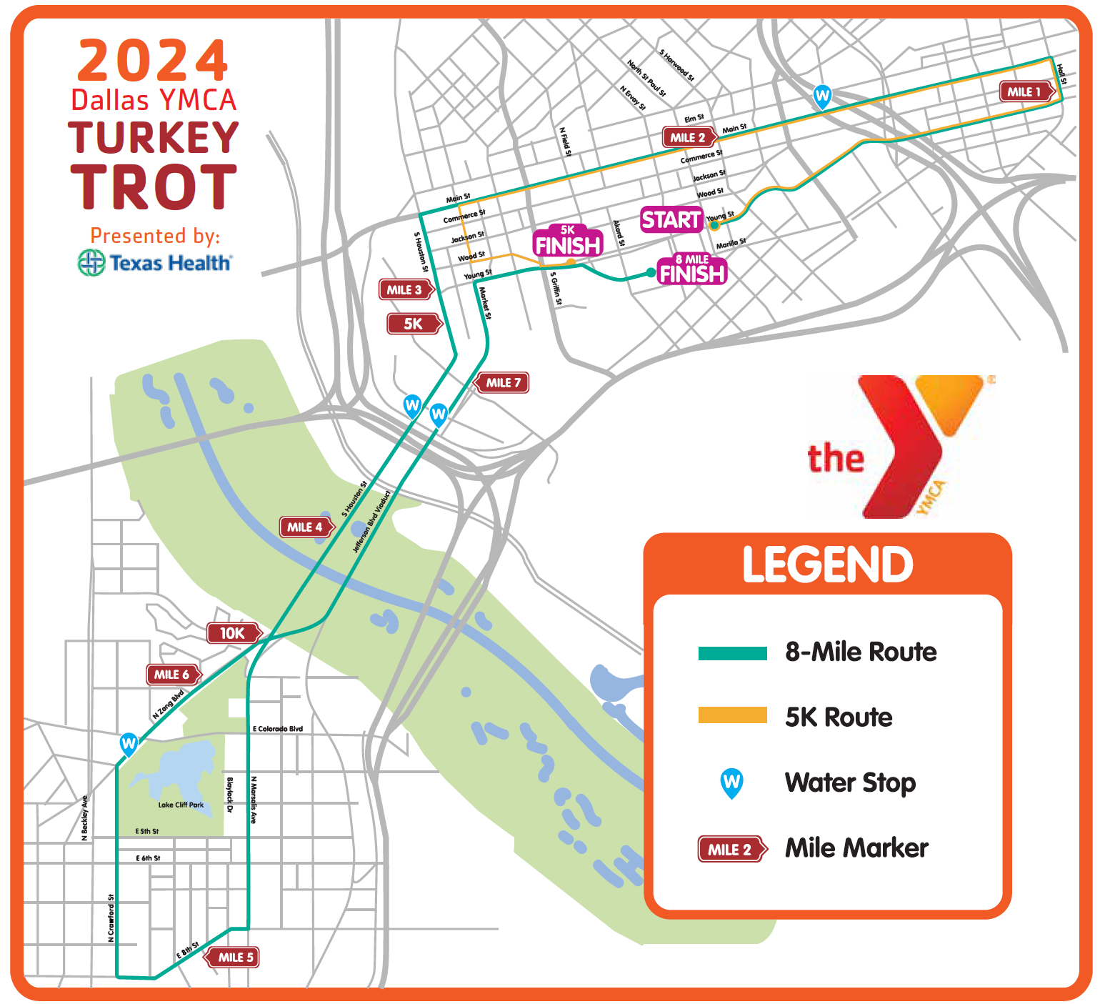 2024 Turkey Trot Course Map YMCA of Metropolitan Dallas